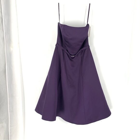 Michaelangelo Size 6 strapless purple satin party dress - Picture 1 of 11